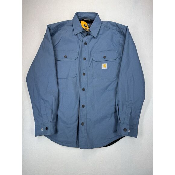 Carhartt Men’s Canvas Fleece Lined Shirt Jacket Blue Large NWT - Picture 2 of 4